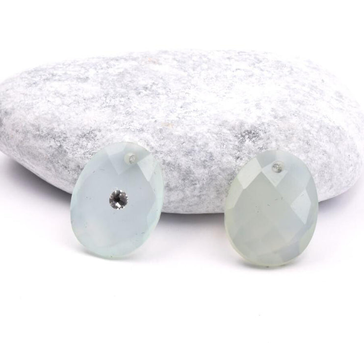 Anhänger Tropfen Oval Chalcedon Facettiert 19x15mm (1)