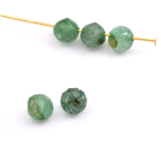 Kaufen Sie Perlen in Deutschland Tropfenperlenanhänger Facettierter grüner Erdbeerquarz - 6-7 mm - loch: 0,9 mm (5)