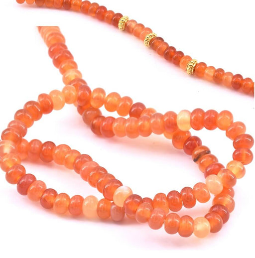 Kaufen Sie Perlen in Deutschland Karneol  orangeRondell Perlen 6x4 mm - Loch: 1 mm, 40 cm (1 Strang)