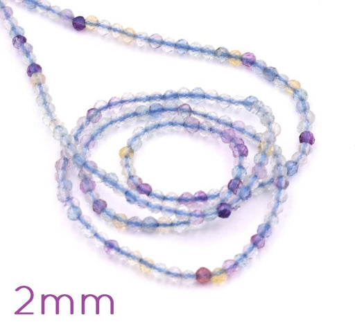 Kaufen Sie Perlen in Deutschland Fluorit facettierte runde Perlen 2mm, Loch: 0.5mm - 39cm (1 Strang)