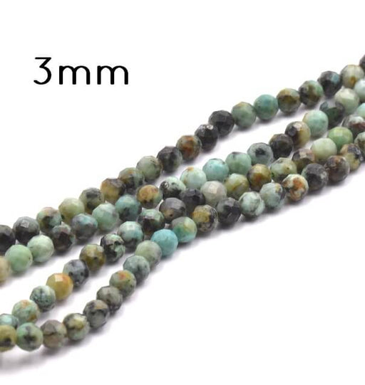 Kaufen Sie Perlen in Deutschland Afrikanische Türkis facettierte runde Perlen 3 mm, loch: 0.6 mm - 39 cm (1 Strang)