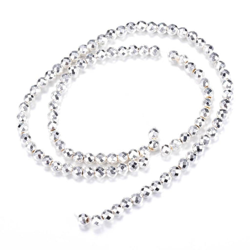Kaufen Sie Perlen in Deutschland Hämatit facettierte runde Perlen versilbert 2mm - 40cm (1 Strang)