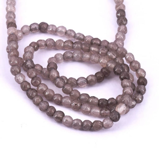 Kaufen Sie Perlen in Deutschland Grauer Achat, facettierte runde Perle, 3.5mm – Loch: 0.5mm (1 Strang – 36 cm)
