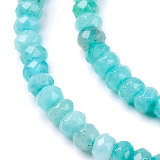 Jade facettierte Rondelle Perle gefärbt Aquablau 4x3mm (1 Strang-35cm)