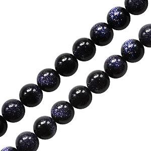 Blauer goldstone perlenstrang rund 6mm (1)