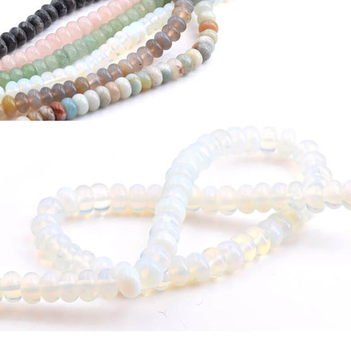 Kaufen Sie Perlen in Deutschland Donut Rondelle Perlen Opalit 8x5mm - Loch: 1mm (1 Strang - 38cm)