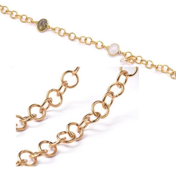 Kette Rolo Stahl gold 5x0,8mm (50cm)