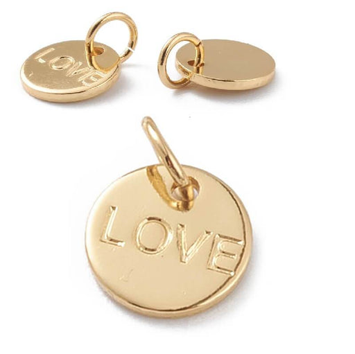 Kaufen Sie Perlen in Deutschland Medaille Runde Charm Liebe gravierte Gold überzogene 9mm Qualität (1)
