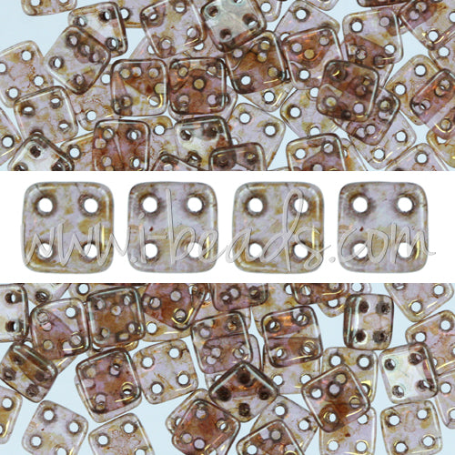 Kaufen Sie Perlen in Deutschland 4 Loch Perlen CzechMates QuadraTile 6mm Luster Rose Gold Topaz (10g)