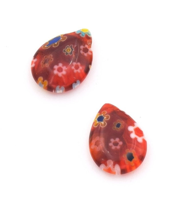 Millefiori drop 14mm ROT (2)