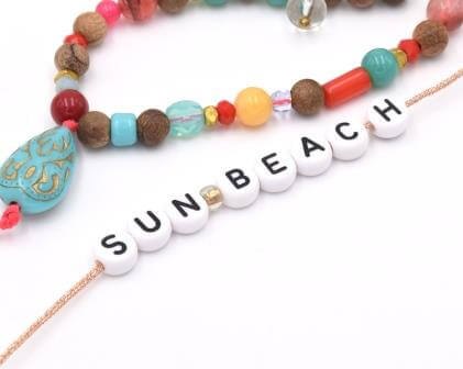 Kaufen Sie Perlen in Deutschland Wort SUN-BEACH -8 7mm runde Buchstabenperlen (1 Wort)
