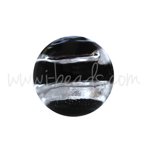 Kaufen Sie Perlen in Deutschland Murano Glasperle Rund Schwarz und Silber 8mm (1)