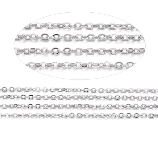 Kaufen Sie Perlen in Deutschland Ketten aus extra feinem rhodiniertem Edelstahl, 1,1x0,3 mm (50cm)