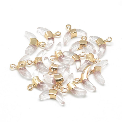 Kaufen Sie Perlen in Deutschland Kristall Horn und Gold Messing Kristall Charm Anhänger - 12x16mm (1)