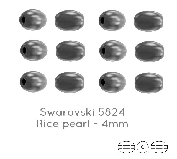 5824 Swarovski rice Dark Grey Pearl 4mm - 0.4mm  (20)