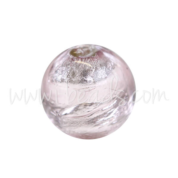 Murano Glasperle Rund Amethyst und Silber 8mm (1)