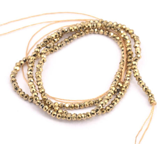 Kaufen Sie Perlen in Deutschland Glasperlen facettiert DARK GOLD, rund 2mm - Loch 0.6mm - Litze 36 cm (1 Strang)