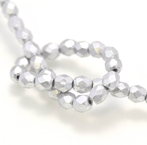 Kaufen Sie Perlen in Deutschland Glasschliffperlen  4mm Matte - Metallic Silver  (50)