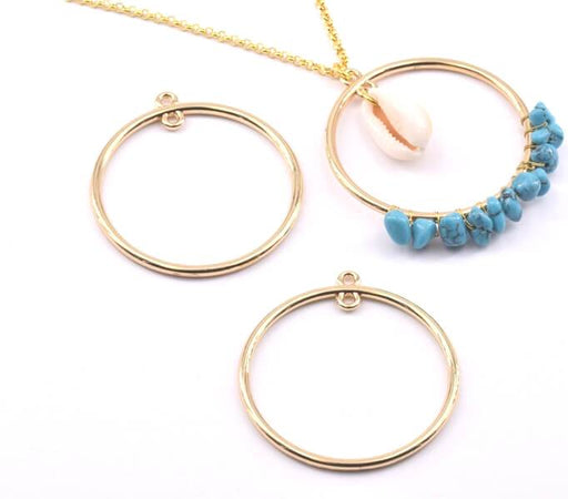 Kaufen Sie Perlen in Deutschland Anhänger Kreis 2 Ringe Farbe Vergoldet 40mm (2)