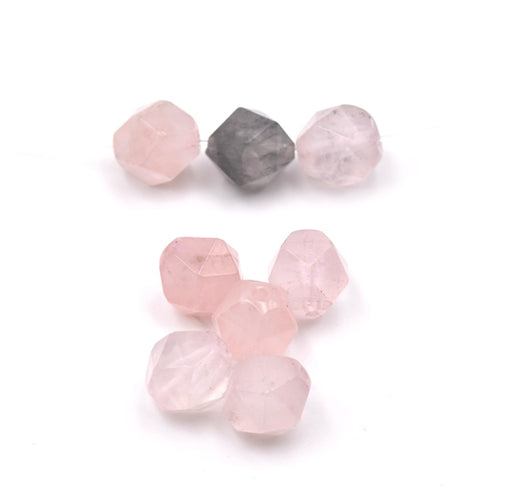 Kaufen Sie Perlen in Deutschland Vieleck, facettiert, Natürliche Rosenquarz,10 x 9 mm, Loch: 1 mm (3 stuck)