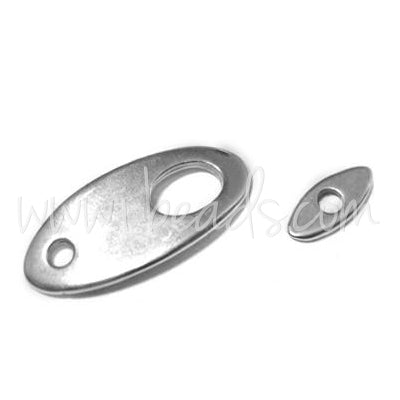 Verschluss Set Oval Silber-Plattiert 26x12mm (1)