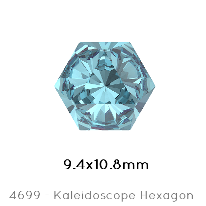Kaufen Sie Perlen in Deutschland Swarovski 4699 Kaleidoscope Hexagon  Aquamarine foiled 9,4x10,8mm (1)