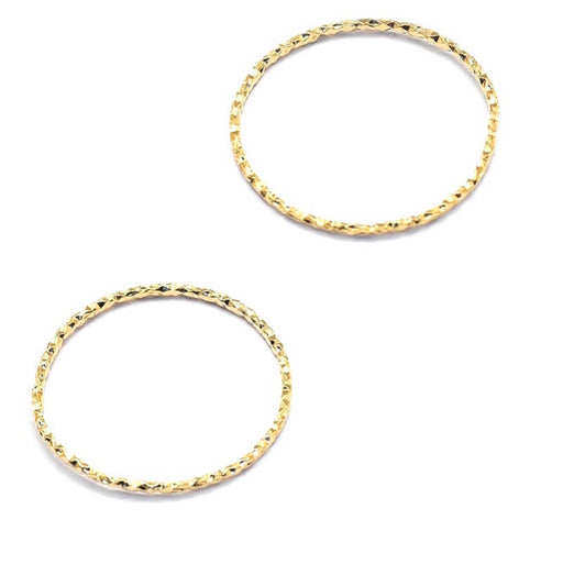 Kaufen Sie Perlen in Deutschland Geschlossene Verbindungsringe gestreift- Vergoldete schöne Qualität 18mm - int Durchm.: 16mm (2)