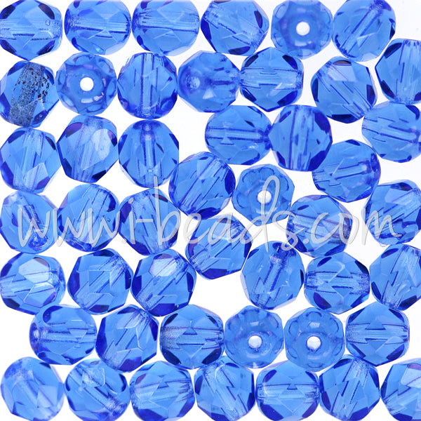 Glasschliffperlen sapphire 6mm (50)