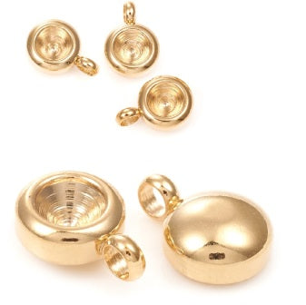 Kaufen Sie Perlen in Deutschland Anhänger rund für Cabochon 4mm ss19-Edelstahl vergoldet (2)