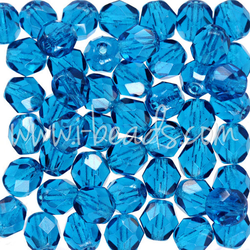 Glasschliffperlen capri blue 6mm  (50)