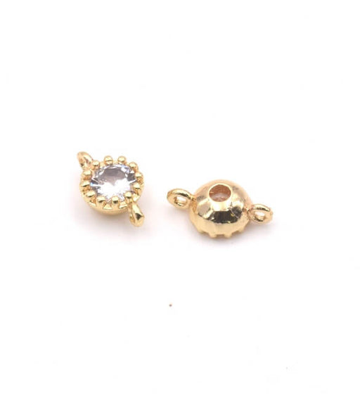 Kaufen Sie Perlen in Deutschland Verbindungsstück aus goldenem Messing und Zirkonia 6 mm (1)