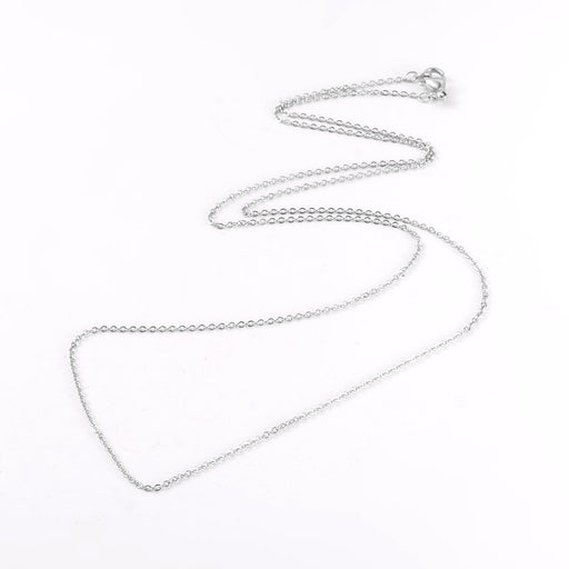 Kaufen Sie Perlen in Deutschland Halskette mit Verschluss STAHL Farbe Platin-Edelstahl -70cm -2x1.5x0.3mm. (1)