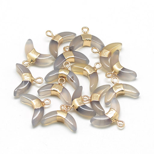Kaufen Sie Perlen in Deutschland Achat Horn Anhänger, vergoldet 12mm lang, 16mm Breite (1)