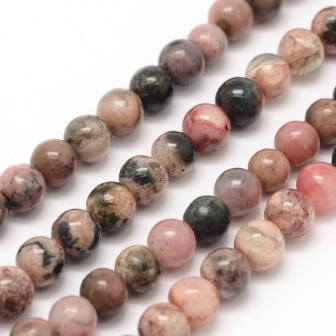 Natürliche Edelstein Rhodonite Runde Perlen -3mmx0,8- 126 / Strang - 40cm (1 Strang)