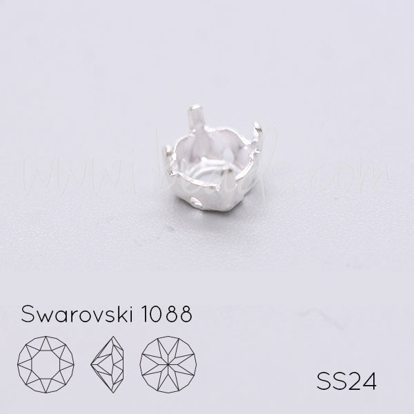 Aufnähfassung für Swarovski 1088 SS24 silber-plattiert (20)