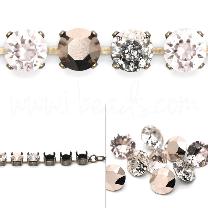 DIY Armbandfassung mit Swarovski Kristallen Xirius Rose Gold Patina mix