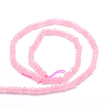 Kaufen Sie Perlen in Deutschland Facettierte Jade Perlen - rosa Farbe 4X2,5 mm - Loch: 1 mm (1 Strang)