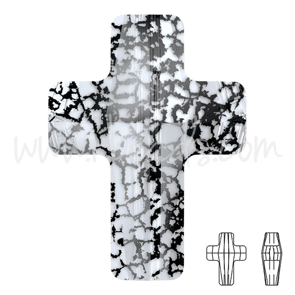 Swarovski 5378 kreuz perle crystal black patina effect 14mm (1)