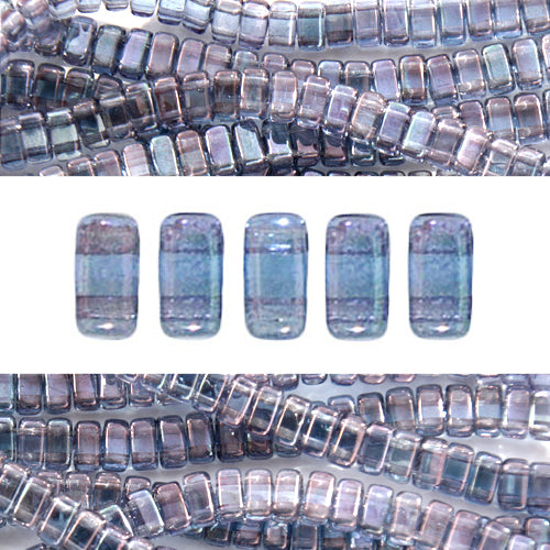 2 Loch Perlen CzechMates bricks luster transparent amethyst 3x6mm (50)