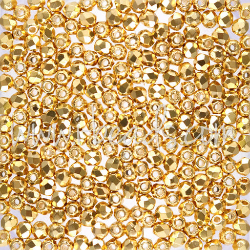 Glasschliffperlen gold plated 24K 2mm (50)