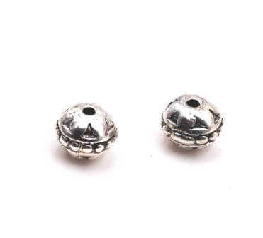 Perlen, rund mit Kugel, antike silberne Farbe 8mm (2)