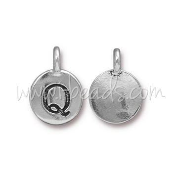 Charm Buchstabe Q Antik Silber - plattiert 11mm (1)