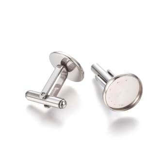 Kaufen Sie Perlen in Deutschland Stahlmanschettenknopf für Cabochon 10mm (2)