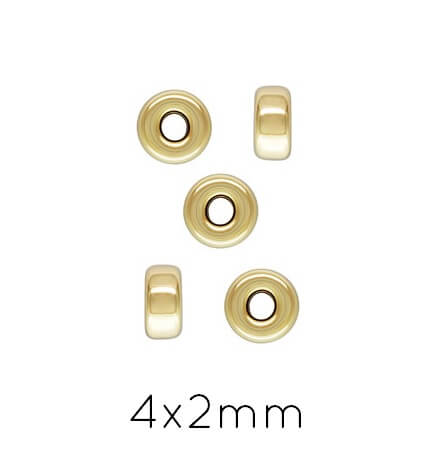 Kaufen Sie Perlen in Deutschland Heishi Rondelle Perlen Gold filled 4x2.1mm Loch: 1,2 mm (5)