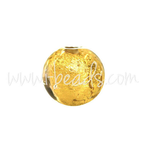 Murano Glasperle Rund Kristall und Gold 6mm (1)