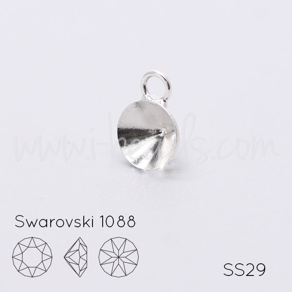 Vertiefte Anhängerfassung für Swarovski 1088 SS29 silber-plattiert (1)