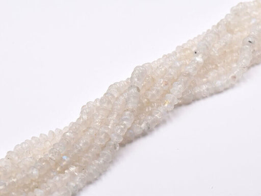 Kaufen Sie Perlen in Deutschland Heishi chips Perlen Mondstein Doppelkegel 5mm, Loch 0,5mm, 35cm (1 Strang)