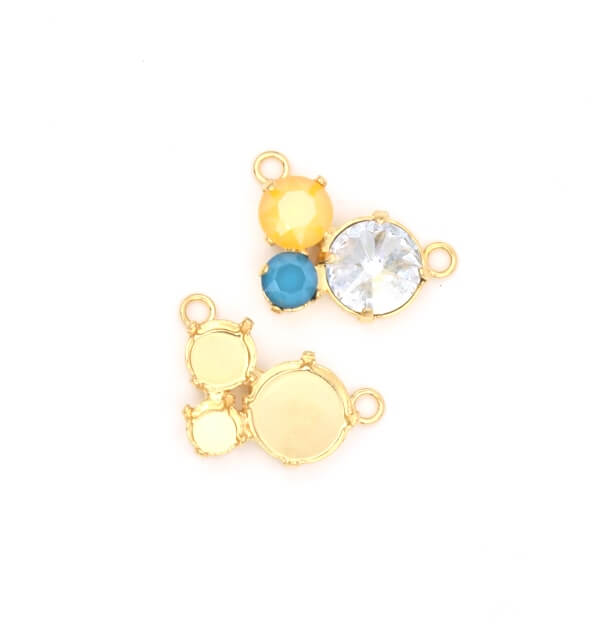 Anhängerfassung für 3 Swarovski SS29, SS39 (1088), 12mm Rivoli goldene Farbe (1)