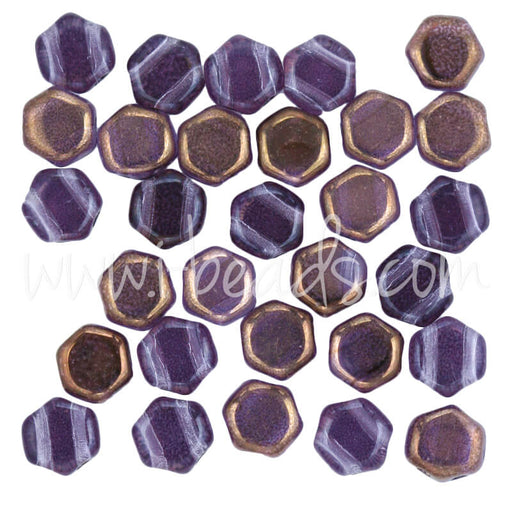 Honeycomb Perlen 6mm tanzanite semi bronze luster (30)