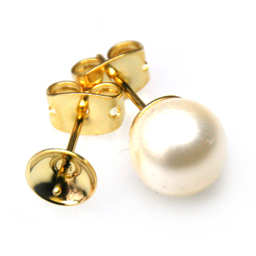Kaufen Sie Perlen in Deutschland Ohrstecker mit Aufsatz für 8mm Perlen Goldfarben (2)